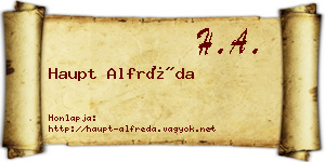 Haupt Alfréda névjegykártya
